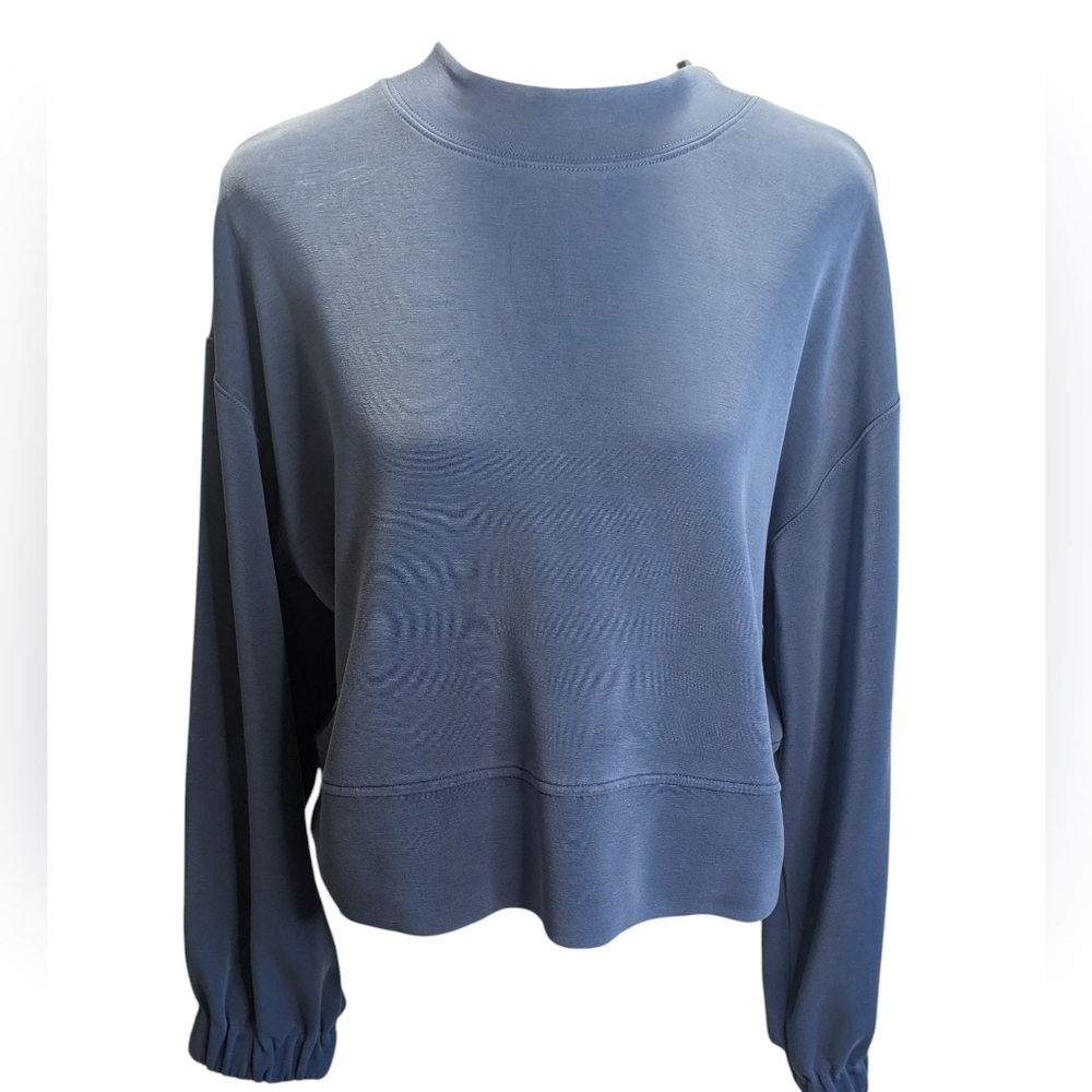 Club Monaco Blue Women's Crop  Sweatshirt With Elastic Cuff Size M